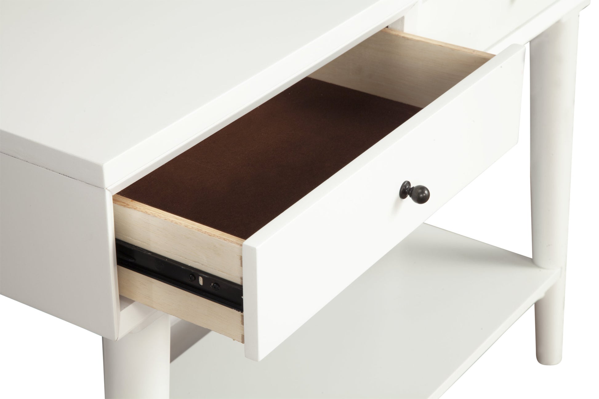 42" White Solid Wood Console Table With Shelves And Drawers-3