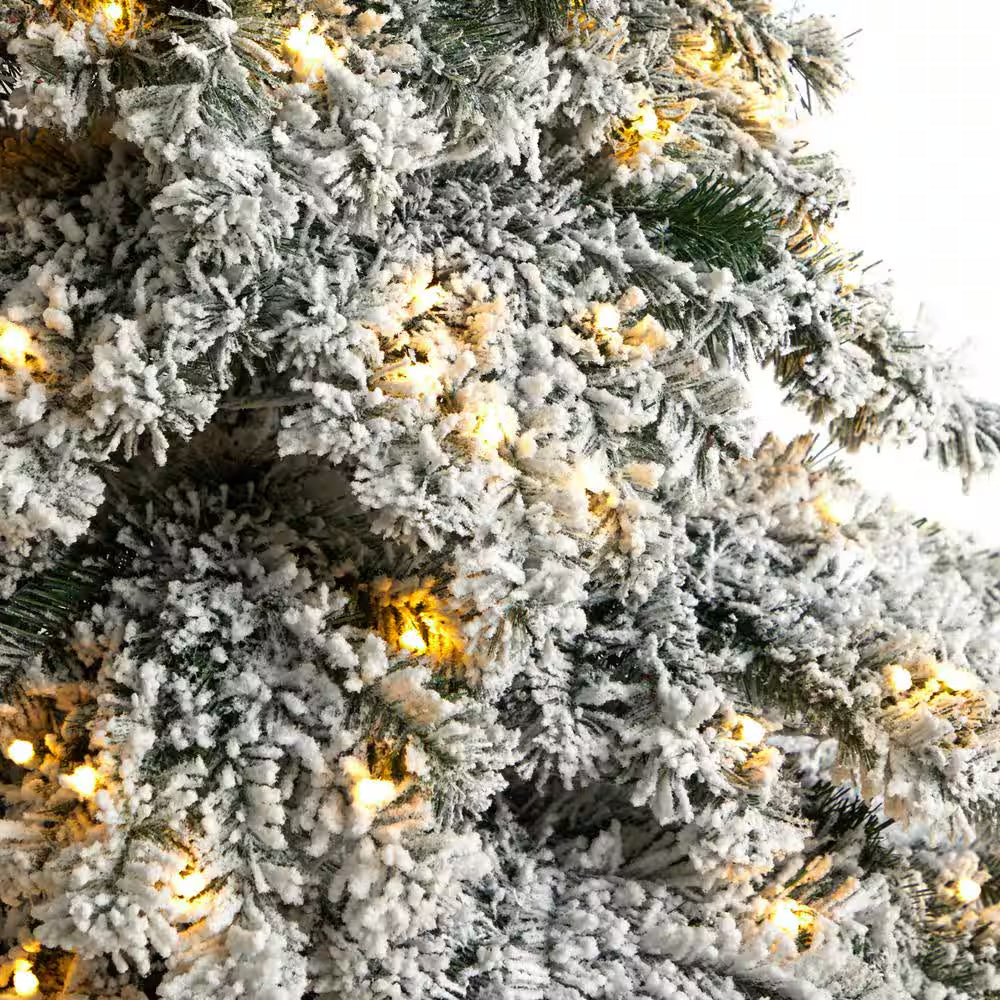 7 Ft. Pre-Lit Flocked Austria Fir Artificial Christmas Tree with 400 Warm White LED Lights and 1063 Bendable Branches
