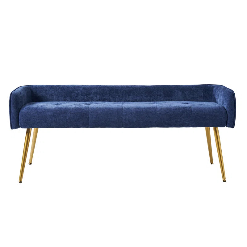Millbury Polyester Upholstered Bench with Metal Leg