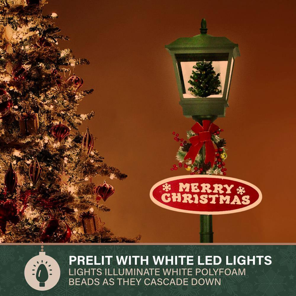 71 In. Green Christmas Square Street Lamp with Christmas Tree and Music