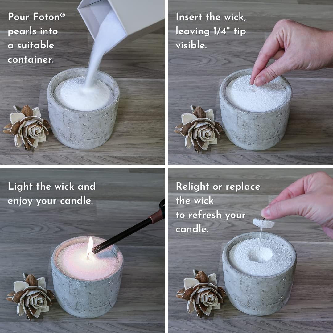 Pearled Candle 18 Oz - Misty Monte Sandalwood Jasmine Scented Non Toxic Luxury Long Lasting Powder Candles up to 120 Hours - Refillable Candle Sand with 30 Wicks for Candle Making