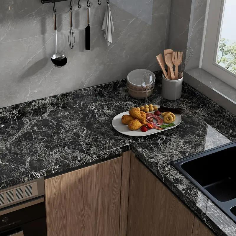 Marble Pattern Wallpaper, Self Adhesive Wall Sticker, Waterproof & Oil-Proof Wall Decal, Wall Decor for Home Kitchen Living Room Bedroom