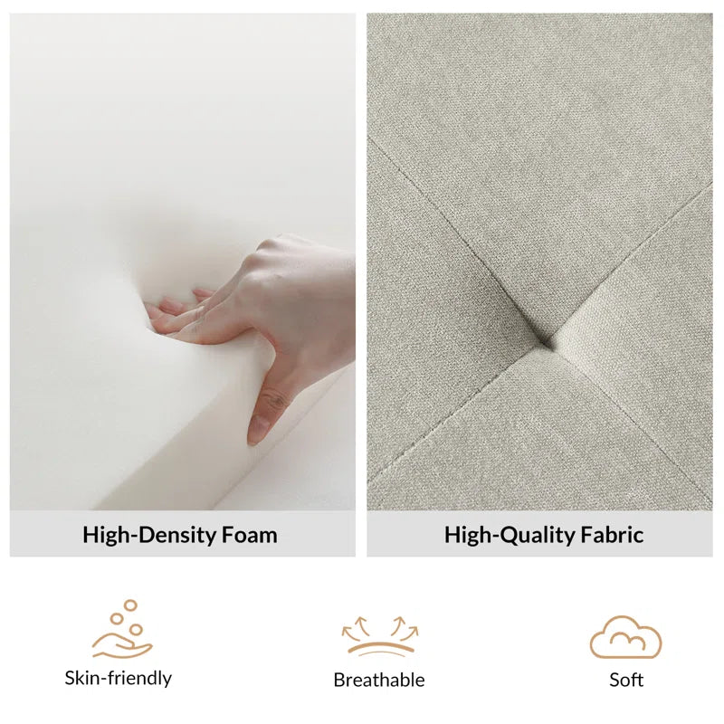 Millbury Polyester Upholstered Bench with Metal Leg