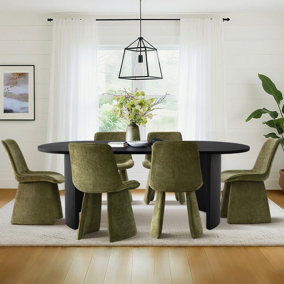 7-Piece Modern Oval Dining Table Set