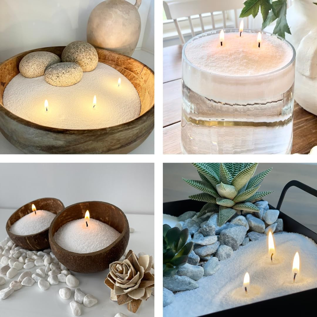 Pearled Candle 18 Oz - Sassy Citrus Scented Non Toxic Luxury Long Lasting Powder Candles up to 120 Hours - Refillable Candle Sand with 30 Wicks for Candle Making