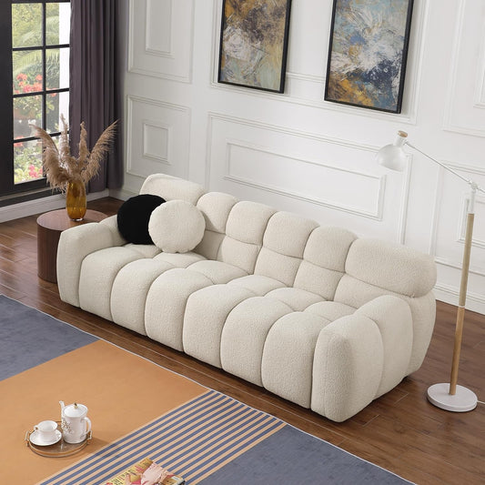 3-Seater Teddy Fleece Boucle Upholstered Loveseat Sofa Couch,