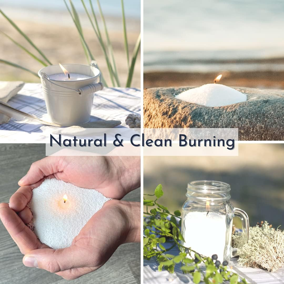 Pearled Candle 18 Oz - Sassy Citrus Scented Non Toxic Luxury Long Lasting Powder Candles up to 120 Hours - Refillable Candle Sand with 30 Wicks for Candle Making