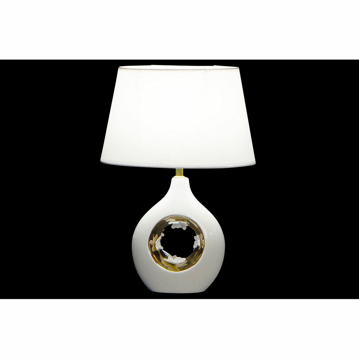 Desk lamp DKD Home Decor White Silver Polyester Porcelain 220 V Golden 50 W (2 pcs) (31 x 21 x 45 cm)-1