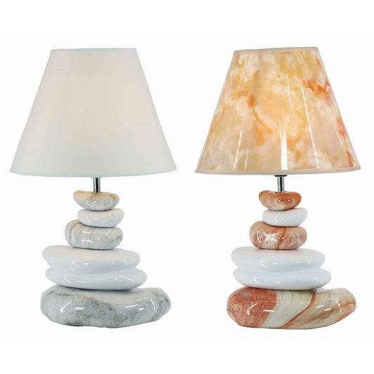 Desk lamp DKD Home Decor Grey Brown Polyester Stoneware (2 pcs) (28 x 28 x 48 cm)-0