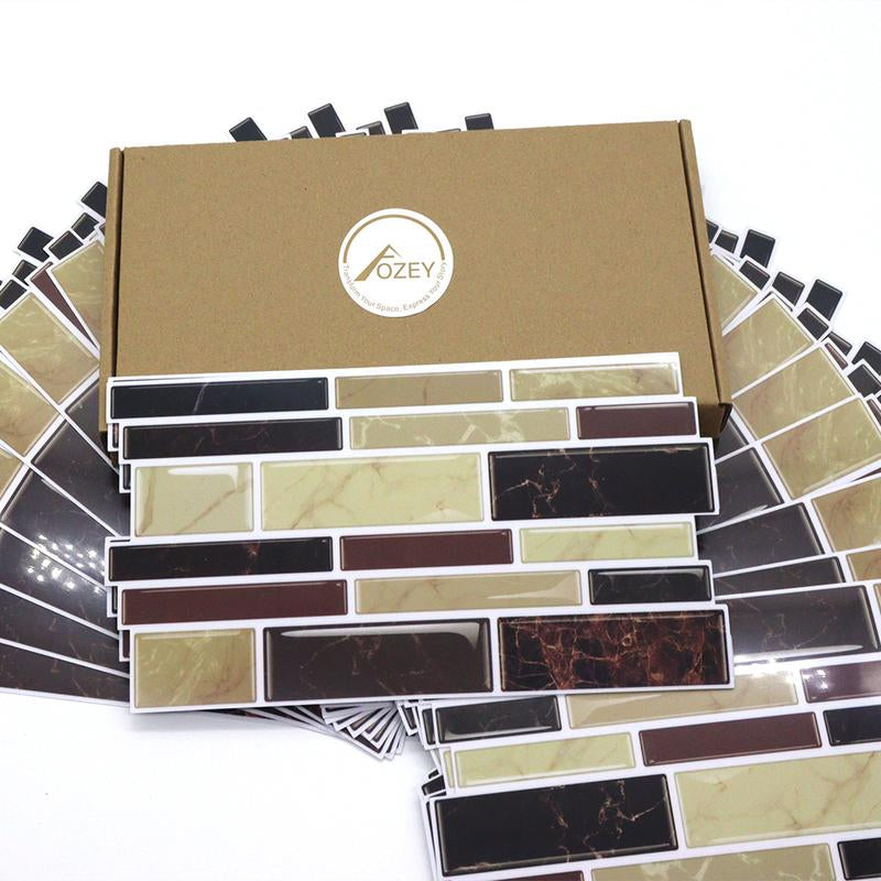 Aozey Marble Pattern Wall Sticker, 26 Pcs Backsplash Stick Tiles, Self-Adhesive Wall Stickers, Peel & Stick Wall Decal, Kitchen Bathroom Wall Decor Decorative Decorations Supplies Stars Ornaments