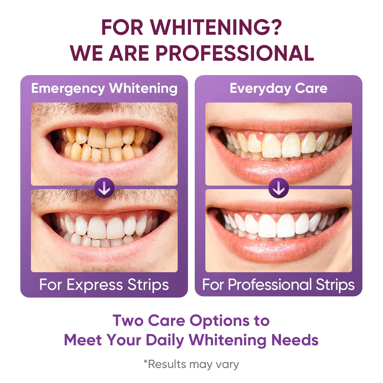 【Y】Easyes Purple Non-Slip Teeth Whitening Strips - Enamel Safe & Sensitivity Free 7/14 Whitening Sessions Combining Whitening and Colour Correction Residue-Free Non-Slip Dry Strip Technology