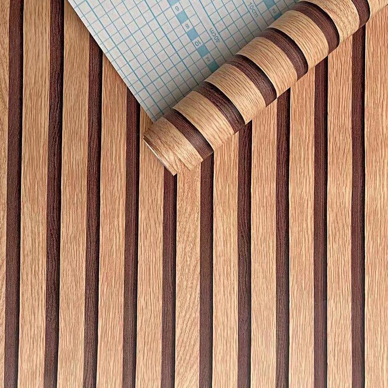 Wood Slat Pattern Wallpaper, 1 Count Self Adhesive Waterproof Wallpaper, Removable Vinyl Wall Decor for Bedroom, Living Room, Kitchen Decor
