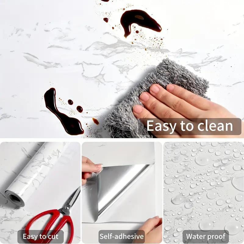 Marble Pattern Wallpaper, Self Adhesive Wall Sticker, Waterproof & Oil-Proof Wall Decal, Wall Decor for Home Kitchen Living Room Bedroom