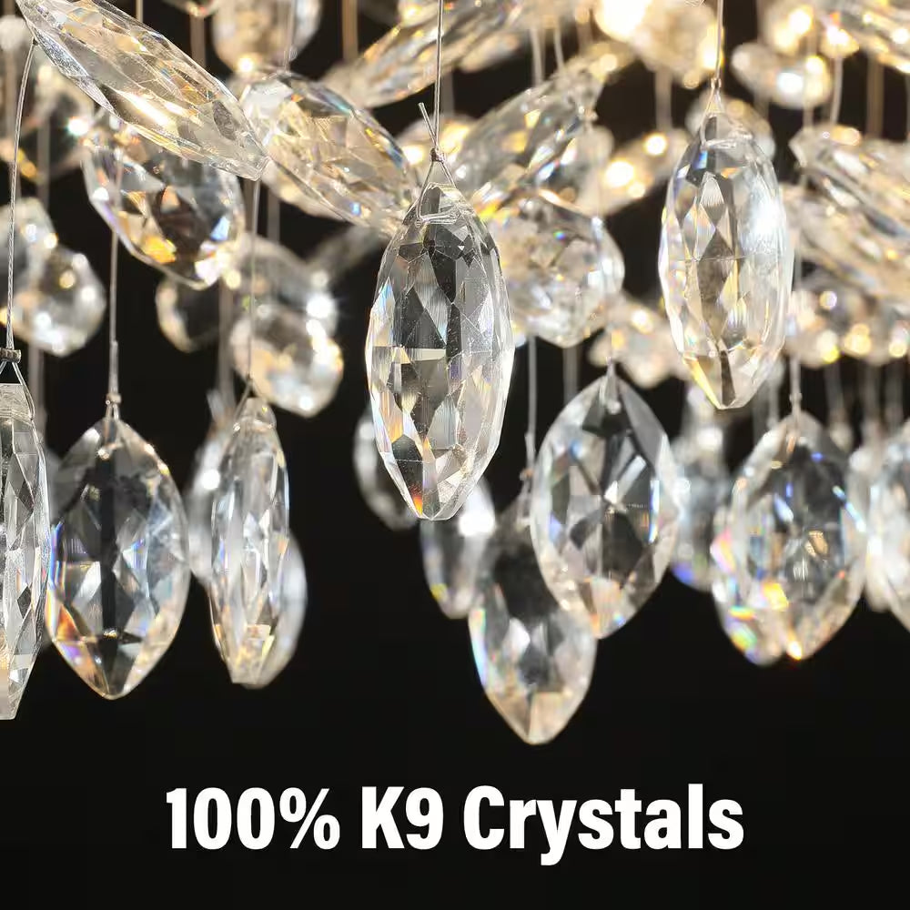 47.2 In. Modern 14-Lights Gold Luxury Crystal Linear Chandelier for Dining Room