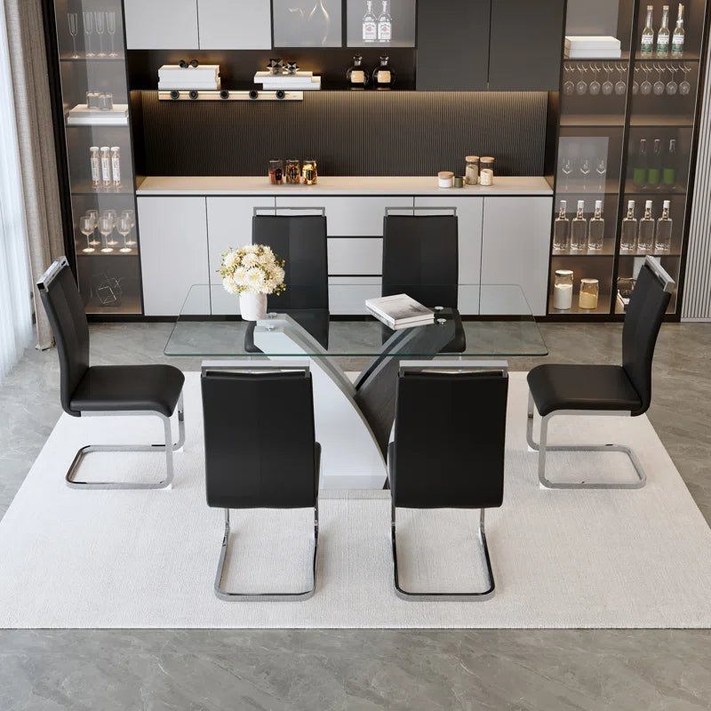 Modern Tempered Glass Dining Set -