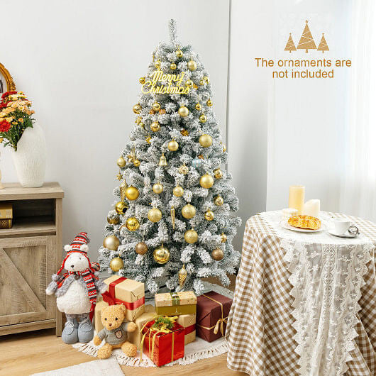9 Feet Artificial Christmas Tree with Premium Snow Flocked Hinged B593-CM22067CM22069-0
