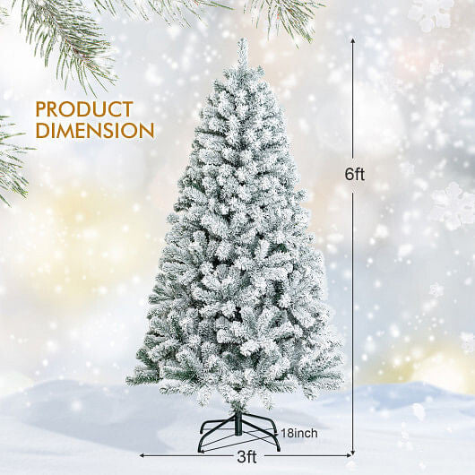 9 Feet Artificial Christmas Tree with Premium Snow Flocked Hinged B593-CM22067CM22069-2