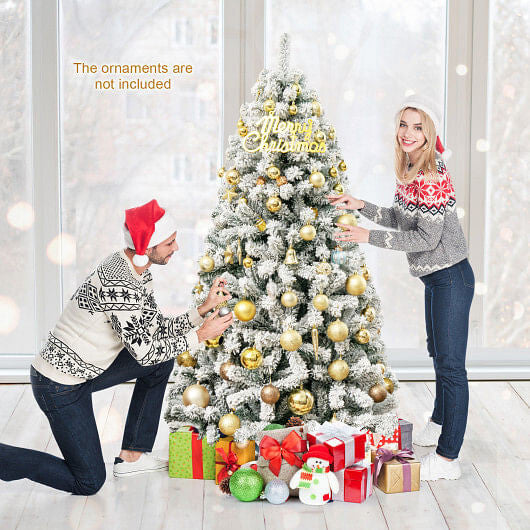 9 Feet Artificial Christmas Tree with Premium Snow Flocked Hinged B593-CM22067CM22069-3