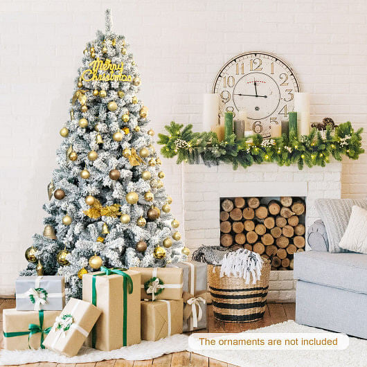 9 Feet Artificial Christmas Tree with Premium Snow Flocked Hinged B593-CM22067CM22069-5