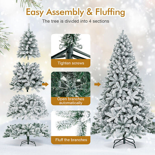 9 Feet Artificial Christmas Tree with Premium Snow Flocked Hinged B593-CM22067CM22069-8