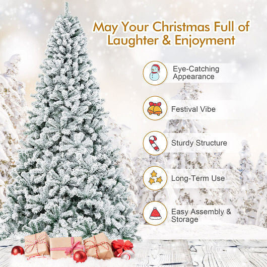 9 Feet Artificial Christmas Tree with Premium Snow Flocked Hinged B593-CM22067CM22069-13
