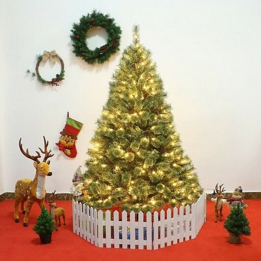 6 Feet Pre-Lit PVC Artificial Carolina Pine Tree with LED Lights-0