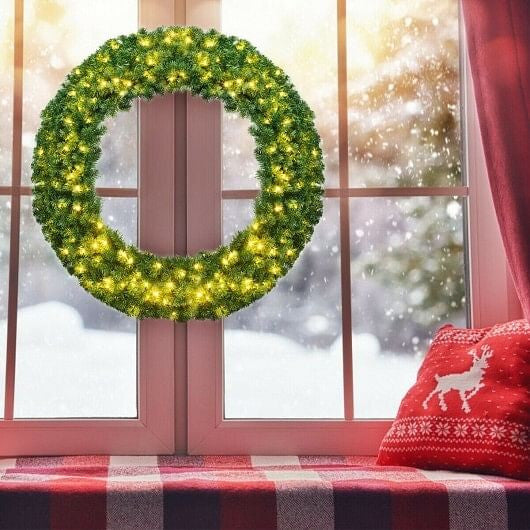 Pre-lit Cordless Artificial Christmas Wreath