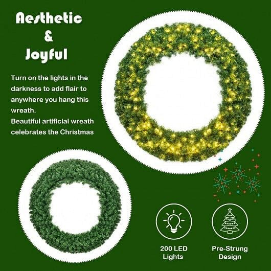 Pre-lit Cordless Artificial Christmas Wreath