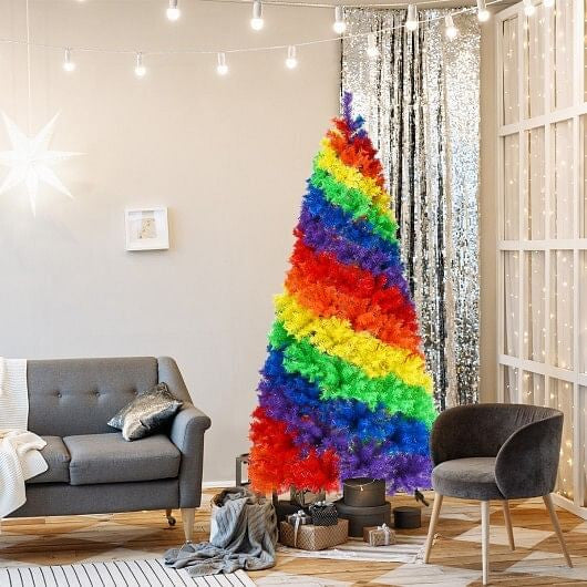 7 Feet Artificial Hinged Traditional Christmas Tree with Metal Stand-1