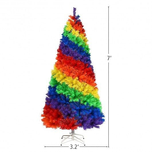 7 Feet Artificial Hinged Traditional Christmas Tree with Metal Stand-2
