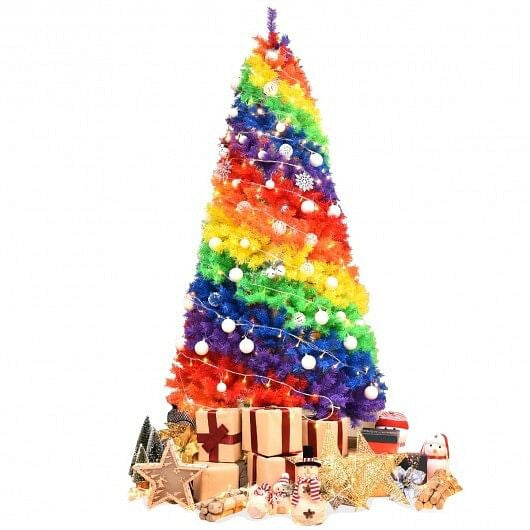7 Feet Artificial Hinged Traditional Christmas Tree with Metal Stand-0