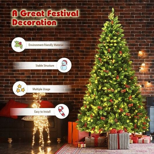 7.5 Feet Pre-lit Hinged Christmas Tree with 550 LED Lights