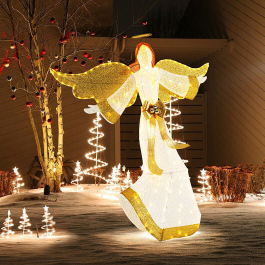 5.2 Feet Christmas Pre-Lit Angel with Halo Wings