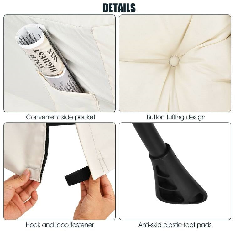 Contemporary Cushioned Accent Chair with Side Pocket in Beige