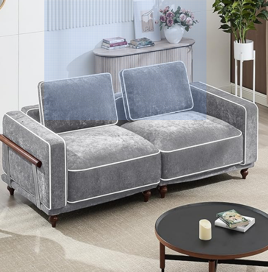 Modular Sectional U-Shaped Couch with 2 Movable Ottoman Chenille Black