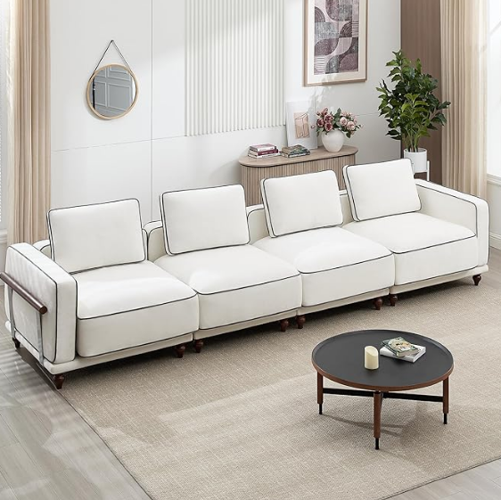 Modular Sectional U-Shaped Couch with 2 Movable Ottoman Chenille Black