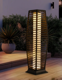 Solar Powered Wicker Floor Lamp (Set of 2)