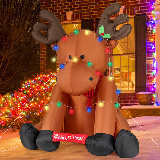 8.5 Feet Tall Christmas Inflatable Reindeer with 24 LED String Lights-1