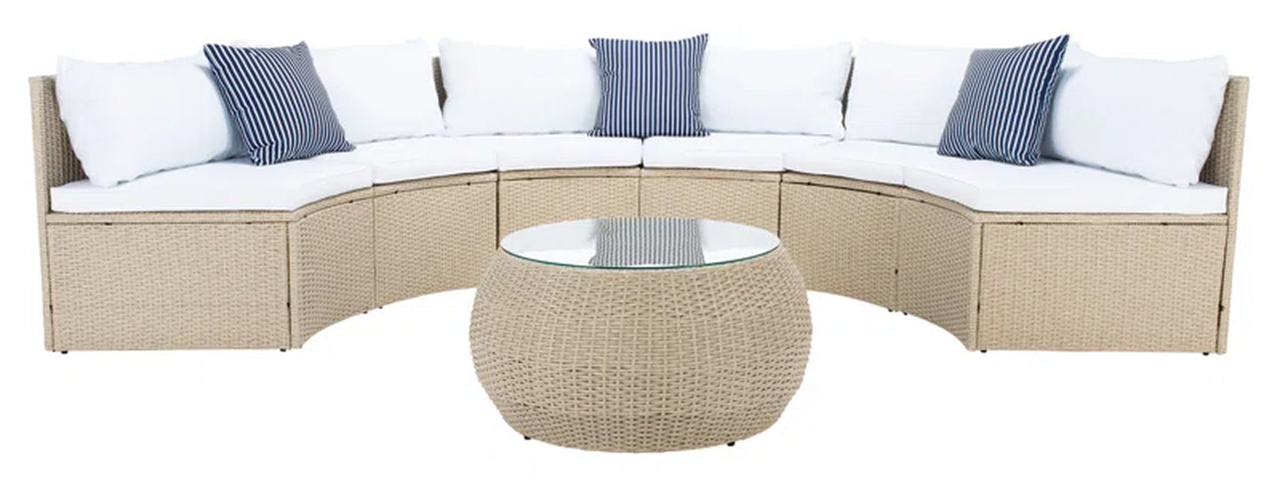 Cabble Wicker 6 - Person Patio Conversation Set with Cushions