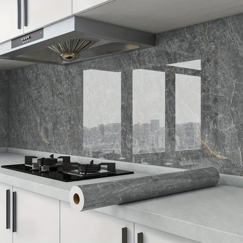 Marble Pattern Wallpaper, Self Adhesive Wall Sticker, Waterproof & Oil-Proof Wall Decal, Wall Decor for Home Kitchen Living Room Bedroom