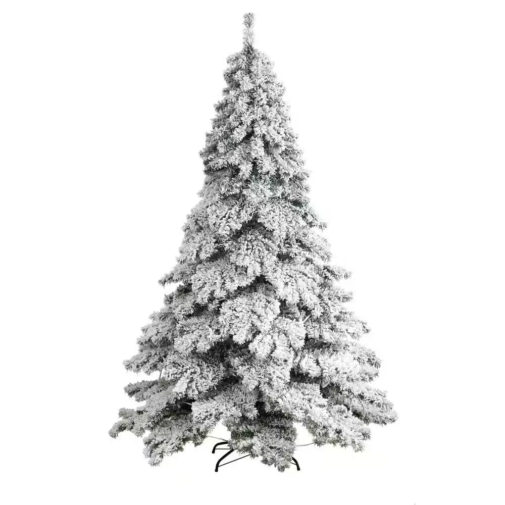 7 Ft. Pre-Lit Flocked Austria Fir Artificial Christmas Tree with 400 Warm White LED Lights and 1063 Bendable Branches