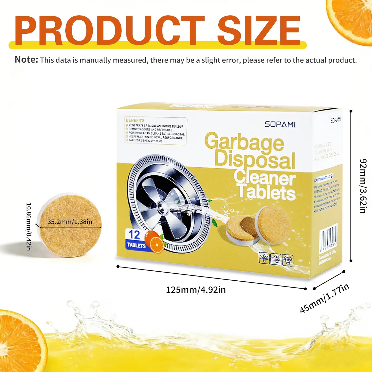 SOPAMI Garbage Disposal Cleaner Tablets Safe for Septic Systems, Removes Grime & Refreshes Disposals