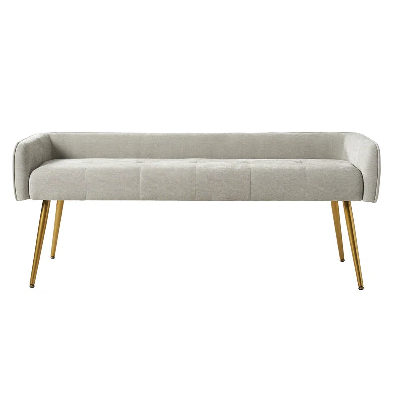 Millbury Polyester Upholstered Bench with Metal Leg