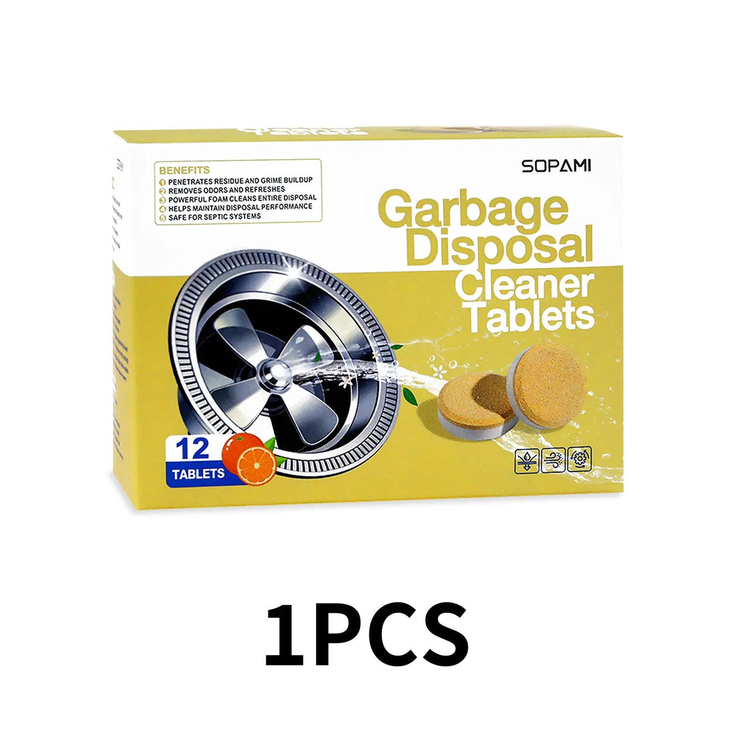 SOPAMI Garbage Disposal Cleaner Tablets Safe for Septic Systems, Removes Grime & Refreshes Disposals