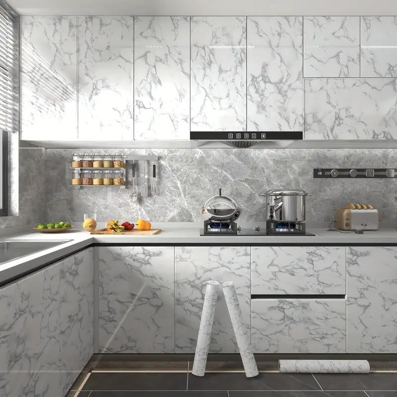 Marble Pattern Wallpaper, Self Adhesive Wall Sticker, Waterproof & Oil-Proof Wall Decal, Wall Decor for Home Kitchen Living Room Bedroom