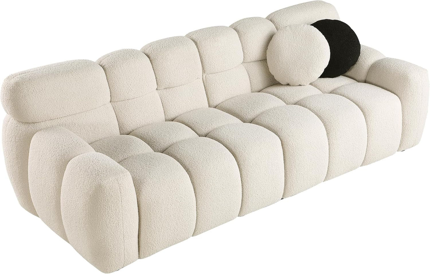 3-Seater Teddy Fleece Boucle Upholstered Loveseat Sofa Couch,