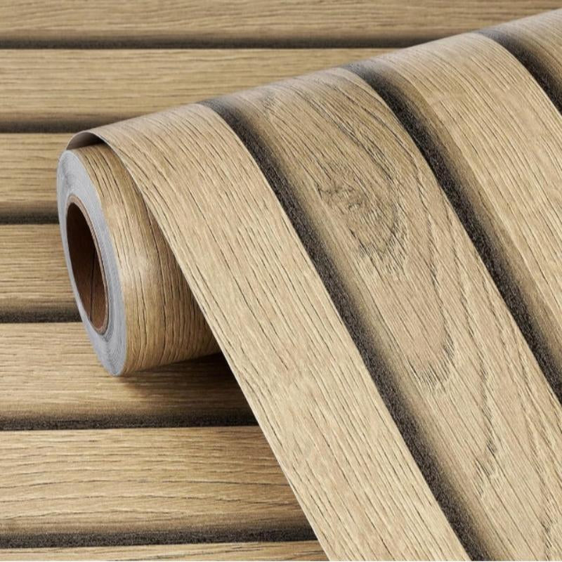 Wood Slat Pattern Wallpaper, 1 Count Self Adhesive Waterproof Wallpaper, Removable Vinyl Wall Decor for Bedroom, Living Room, Kitchen Decor