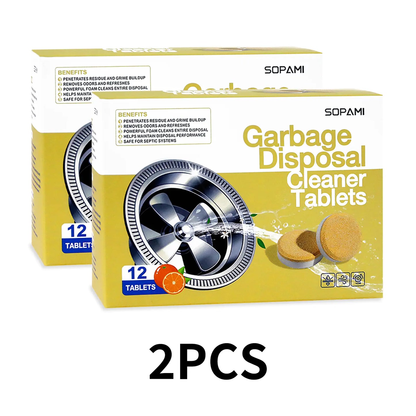 SOPAMI Garbage Disposal Cleaner Tablets Safe for Septic Systems, Removes Grime & Refreshes Disposals