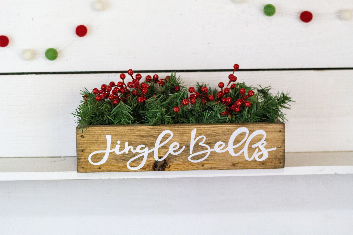 Merry + Bright Christmas Centerpiece, Wood Box-2